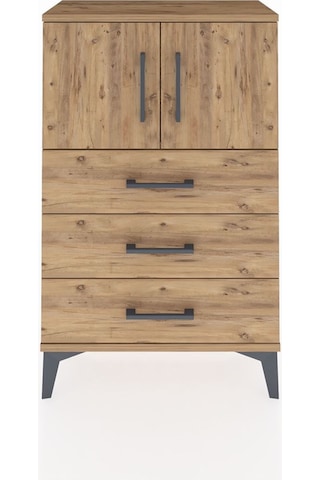 Arges Komodin Tek Raflı 3 Çekmeceli 2 Kapaklı 60x30x96 Çam-çam Çam