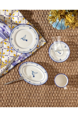 Madame Coco Oiseau 2 Kişilik 10 Parça İkram Yemek Seti - Mavi/beyaz 8684427282304 Çok Renkli