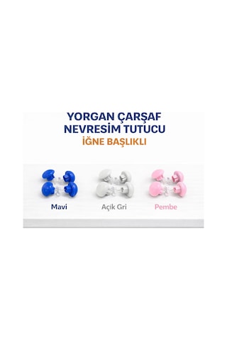 Yorgan Sabitleme Iğnesi Düğmeli Klips Çarşaf Yorgan Kılıfı Sabitleyici Açık Gri