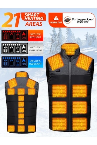 Willowhaven Gri Asya Xxxl 21 Bölge Isıtmalı Yelek, 4 Anaşlı 3 Hızlı V Yaka Isıtıcı Giysi