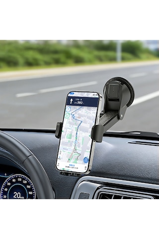 Go Des Gd-hd356 360 Derece Dönebilen Teleskopik Vakumlu Tasarım Araç İçi Telefon Tutucu Siyah