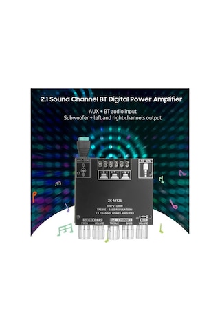 Didadodo Springsun Zk-mt21 2.1 Kanal Bluetooth Güçlendirici Modülü - 50w+100w, Dıy Ses Sistemi, Yüksek/bas Ayarlı, Yeni Ses Teknolojisi