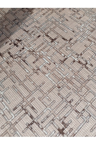 Sarar Kahve Desenli Yıkanabilir Kaymaz Taban Dört Mevsimlik Salon, Banyo, Balkon, Genç Odası Kesme Halı Kahverengi