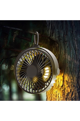 Hangfox Kamp Fani Tripodlu Usb İle Çalışır 360 Döner 3 Hızlı Işık Fonksiyonlu Asılabilir Dış Mekan Fanı Gri