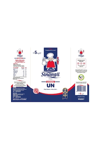 Sinangil Un 5 Kg Çok Amaçlı Buğday Unu, Ev Ve Profesyonel Kullanım
