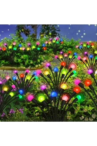 2 Adet Güneş Enerjili Rgb 8 Top Çok Renkli Ateş Böceği Led Bahçe Aydınlatma Solar Bahçe Süsü Diğer