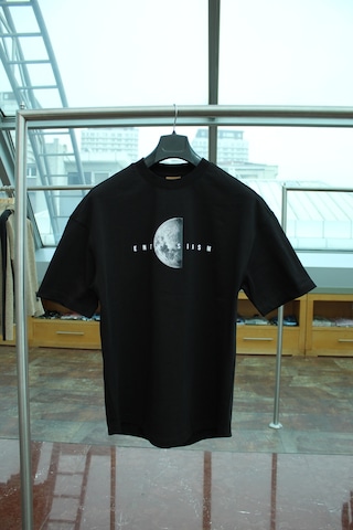 Wild Wood Garment Wild Wood "lunar Moon" Kabartılı Baskılı Premium Oversize T-shirt Siyah