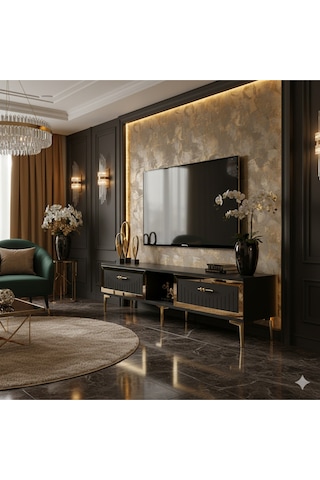 Tsa1503ag - Tunatv150 Tv Stand, Tv Sehpası Antrasit-gold 150cm