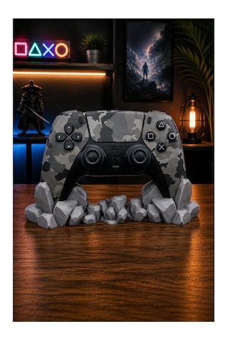 Veriqo 3d Ps5 Uyumlu Gamepad Standı Kristal Tasarımlı Oyun Kolu Tutucu Masaüstü Controller Standı Gri