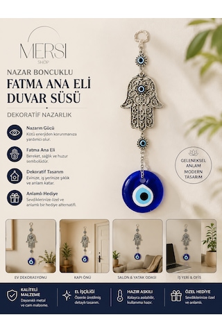 Nazar Boncuklu Fatma Ana Eli Duvar Süsü Dekoratif Nazarlık -