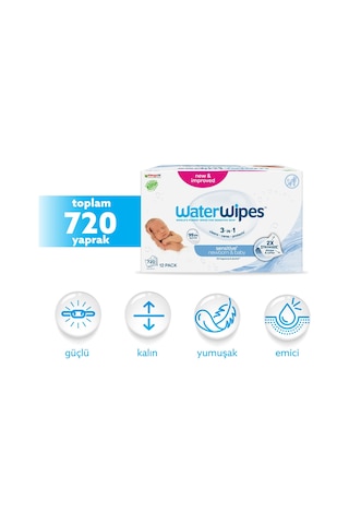 Waterwipes Bio Yenidoğan Islak Mendil 12x60 Adet 720 Yaprak 12'li Set