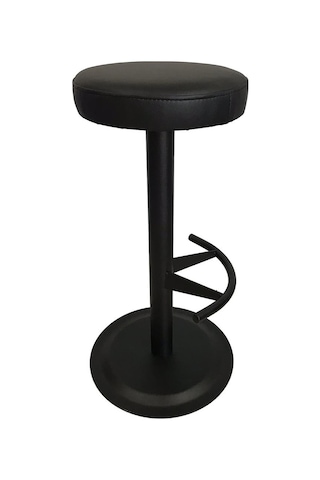 Bar Sandalyesi Bar Taburesi Siyah Deri Oturak Çok Renkli