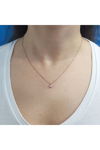 Lova 0,11 Karat Pırlanta Tektaş Kolye - 2040068