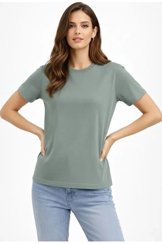 Hazego Bisiklet Yaka Tişört Regular Kalıp Basic Pamuklu Günlük Kullanım T-shirt - Mint Yeşili Diğer