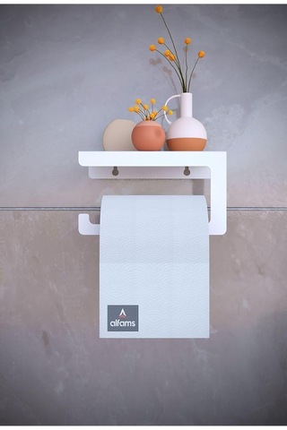 Metal Modern Raflı Tuvalet Kağıtlık Telefon Ve Aksesuar Askılı Wc Peçete Tutucu Beyaz Diğer