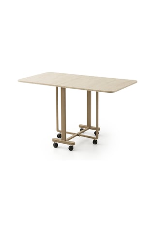 Katlanır Metal Tekerlekli Ayak Masa, Traverten, 70x10 Diğer