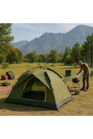 Yekoutdoor 4 Kişilik Çift Katmanlı Otomatik Çadır 220x250x160 Haki