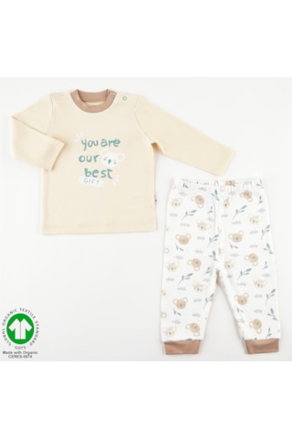 Motherlove %100 Organik Bebek Pijama Takımı 3 - 36 Ay Bej