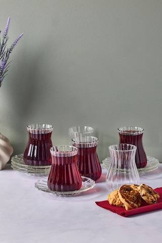 Perotti 12 Parça Çay Takımı Harmancık Sade 18035 Şeffaf