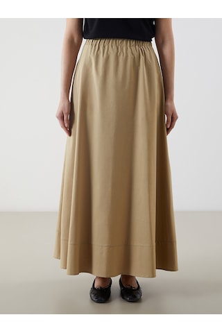 Lcw Modest Haki Beli Lastikli Poplin Kloş Etek