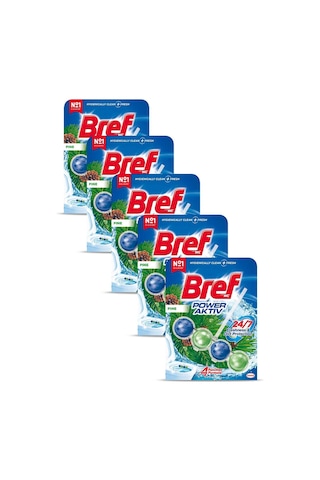 Bref Wc Power Aktiv Tekli Paket Katı Tuvalet Bloğu Çam 5'Li Set