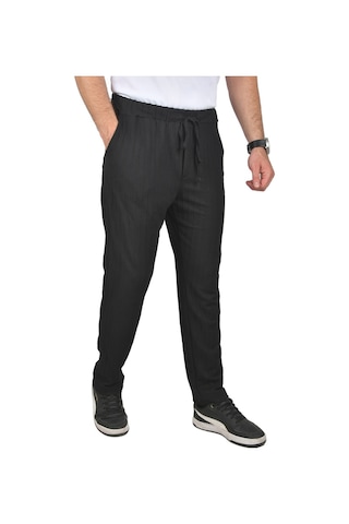 Deepsea Erkek Siyah Rahat Kesim Örme Kumaş Beli Lastikli İnce Spor Pantolon 2502216 Siyah