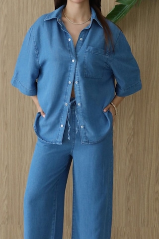 Lacarıno Lacarino 8287 Kadın Gömlek&pantolon Takım Blue