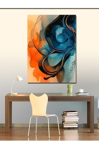 Kanvas Tablo Mavi-turuncu Soyut Sanat 100cmx140cm