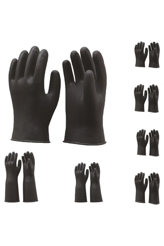 Homyl Uzun Sanayi Kauçuk Lateks Eldiven İş Siyah-31-cm