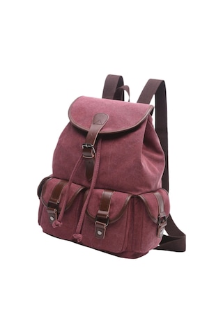 Suntek Kanvas Sırt Çantası Okul Yürüyüş Satchel Çanta Kırmızı