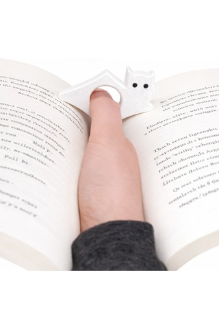 Kedi Figürlü Kitap Tutucu Aparat Tek Elle Kitap Okuma Aparatı Parmak Geçmeli Sayfa Tutucu