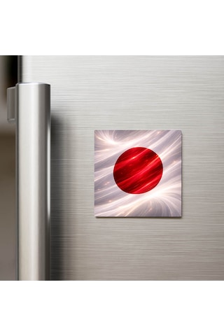 Japonya Japan Abstract Ülke Bayraklı Buzdolap Magneti - 9x9 Cm