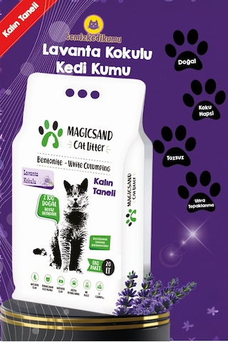 Magicsand Cat Litter Lavanta Kokulu Kalın Bentonit Kedi Kumu 20 L