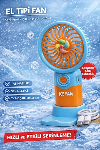 Fit Mavi Mini Taşınabilir Sessiz El Fanı 3 Hız Ayarlı Mini El Pervanesi Soğutucu-vantilatör