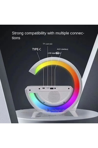 Forlife Kablosuz Şarj Özellikli Bluetoothlu Çok Fonksiyonlu Masa Lambası Çok Renkli