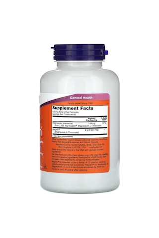 Now Foods, Magtein , Magnesium Magnezyum L-threonate, 2,000 Mg, 180 Veg Caps Aromasız