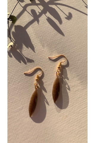 Kahverengi Gold Renk Küçük Simetrik Şekil Gold Aksesuar Sallantıl