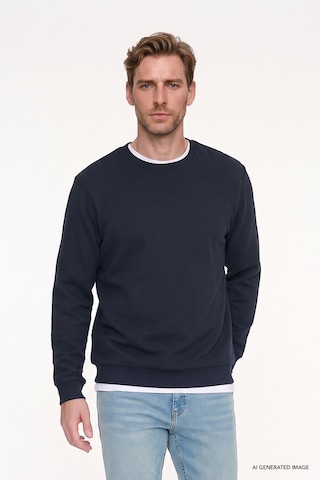 Ac&Co / Altınyıldız Classics Erkek Lacı 2 İplik Sıcak Tutan Standart Fit Normal Kesim Bisiklet Yaka Sweatshirt Lacı Lacivert