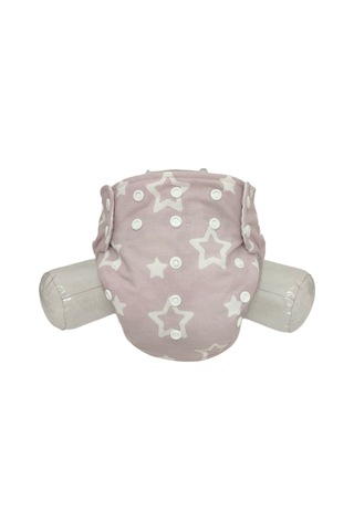 Bezhane Baby Çıt Çıtlı Yıkanabilir Bebek Bezi Pembe Beyaz Yıldızlı