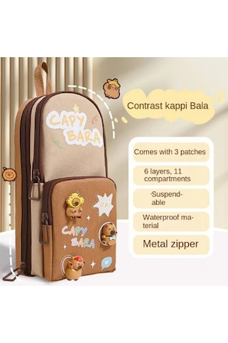Youmex Okul Çantası, Kalem Kutusu, Kırtasiye Çantası, Kalem Kutusu, Kırtasiye Saklama Kontrast Renk - Capybara Siyah