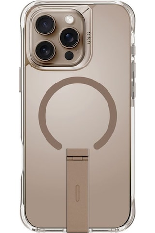 Apple Uyumlu iPhone 16 Pro Kılıf Eleva Serisi Standlı Magsafe Özellikli Magclick Premium Kılıf Gold