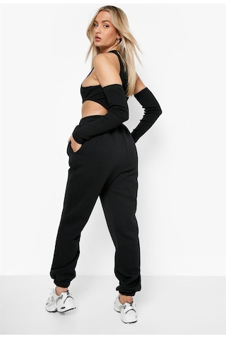 Pink Life Siyah Kalın Kumaş Kolluklu Bodysuit Siyah