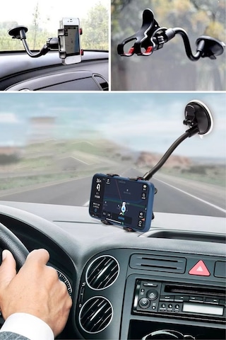 Buffer Akrobat Cama Sabitlenen Güçlü Vakumlu 360 Derece Dönen Tüm Modellere Uyan Oto Telefon Tutucu 1