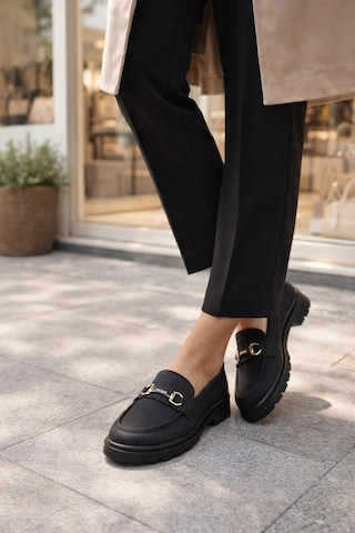 Kadın Nude Tokalı Loafer Ayakkabı Siyah