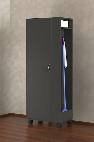 Tarçın Paspas,süpürge-temizlik Malzeme Dolabı- Çok Amaçlı Dolap Paspas- Banyo Dolabı - 80 Cm Antrasit