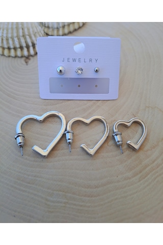 Dali Shop Kalpli Kombin Küpe 6 Adet Gümüş