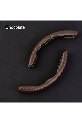 Ayrılmış Yarım Karbon Araba Direksiyon Kapağı Kaymaz Direksiyon Kapağı D-brown Kahverengi