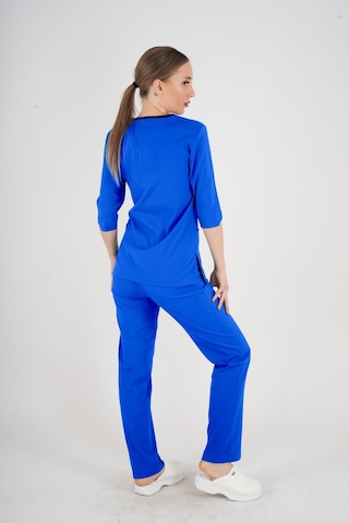 Unisex Saks Mavi Violet Model Scrubs Takım Doktor Hemşire Üniforması Saks Mavi