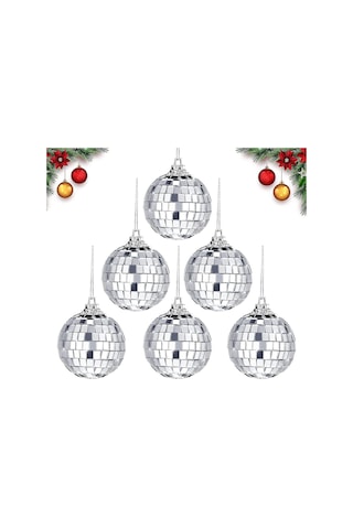 Disco Topu Aynalı Gümüş 6 Cm 6 Lı