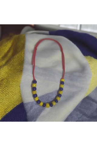 Fenerbahçe Sarı Lacivert Ayarlanabilir Taraftar Bileklik 20 Kum Boncuk Lacivert - Çok Renkli
